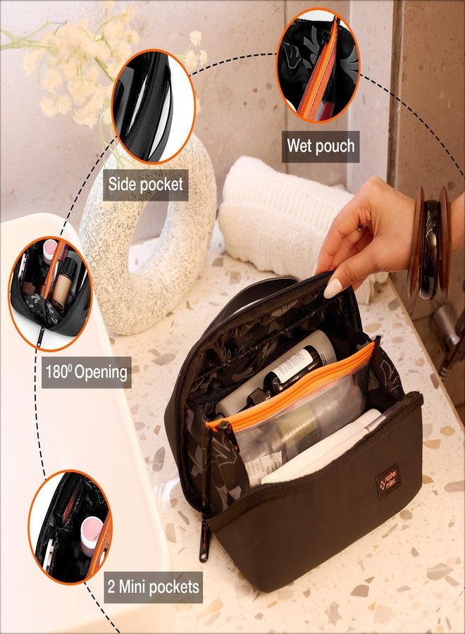 Nasher Miles Dock Toiletry Kit 180° Opening Cosmetic Bag | Polyester Travel Pouch Organizer | Multipurpose Storage Compartments & Carry Handle | Travel Accessory for Men & Women (Black) - Image 3